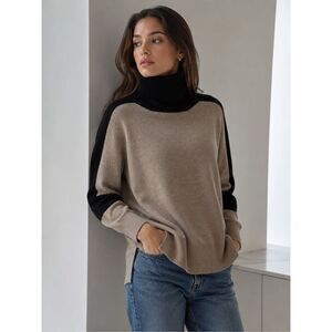 ETRO Turtleneck Sweater Cashmere Wool Camel L Made in Italy